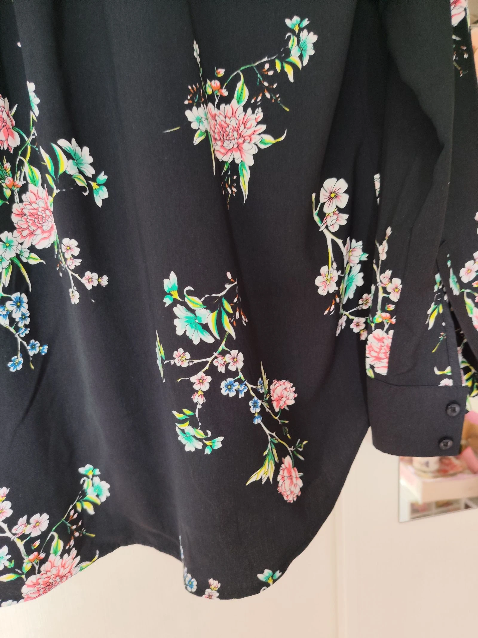 New H&M black floral shirt Size M 38/40 – photo 11